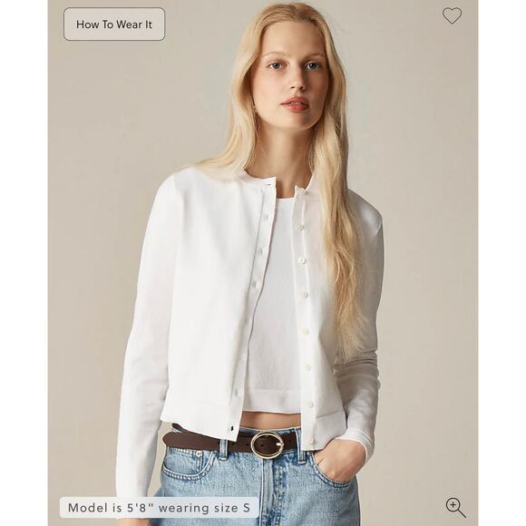 J. Crew Sweaters - J. Crew Jackie cardigan in premium ultra-fine cotton blend in White NWT Small